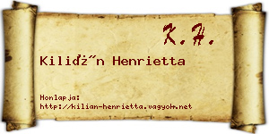 Kilián Henrietta névjegykártya