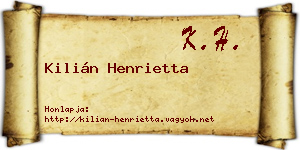Kilián Henrietta névjegykártya